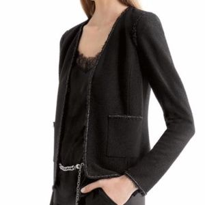 ST.JOHN KNITS Black Boucle Jacket Size 4